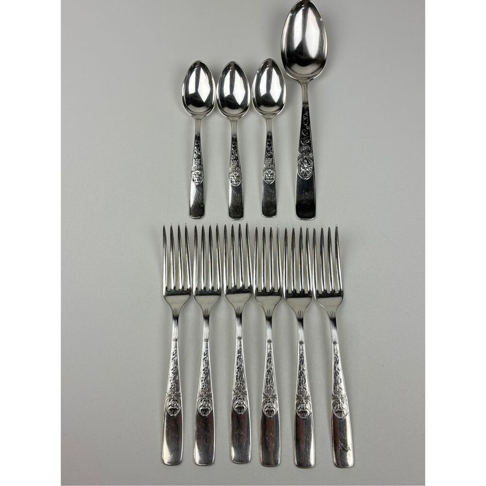 Antique Reed & Barton Italian Silverplated Spoons & Forks Flatware Set of 10